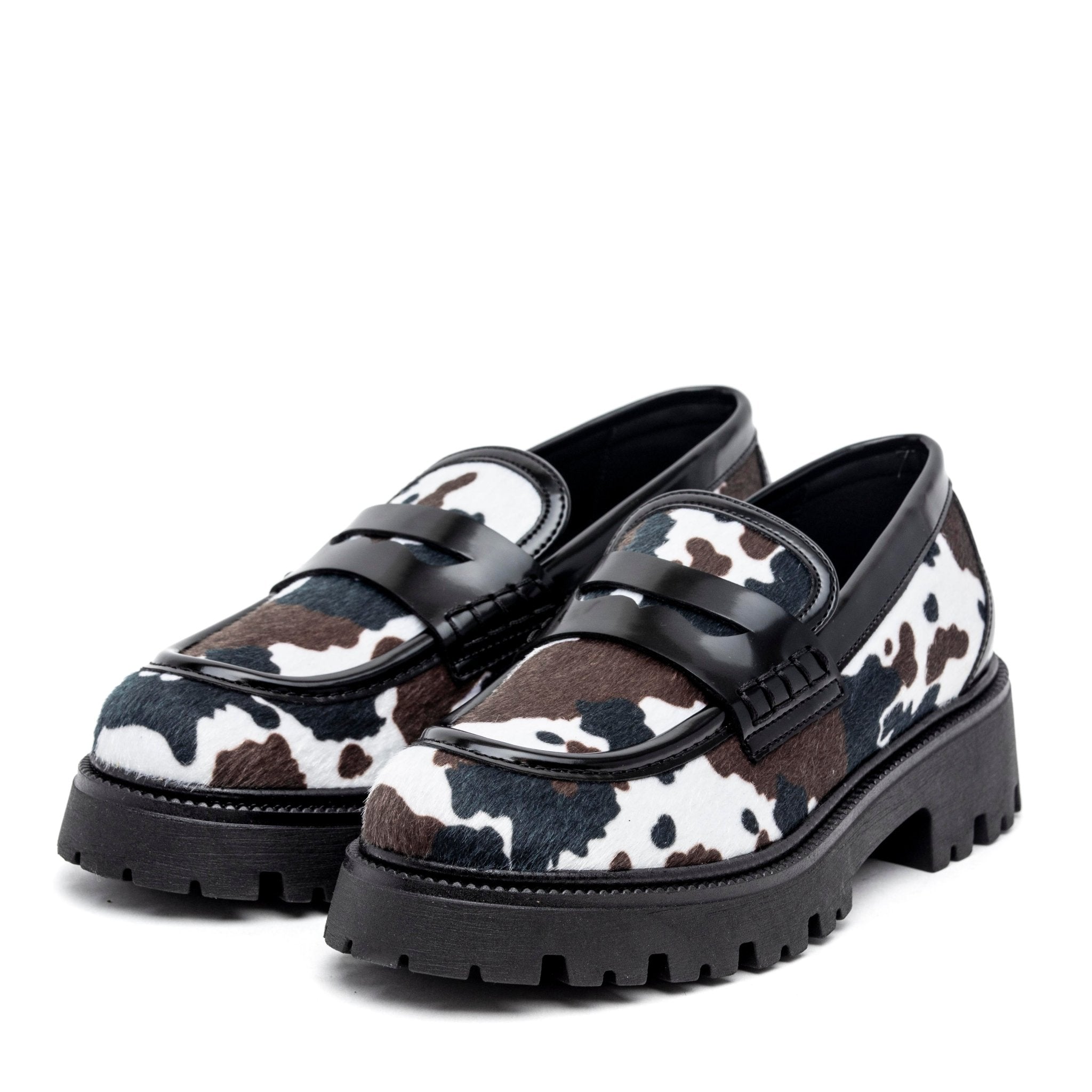 Mocassino combat con stampa cow muccata. - TreemmeCreazioni