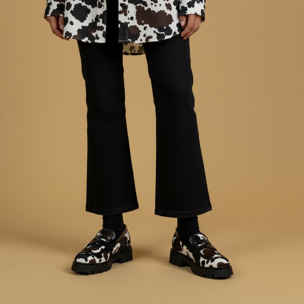 Mocassino combat con stampa cow muccata. - TreemmeCreazioni