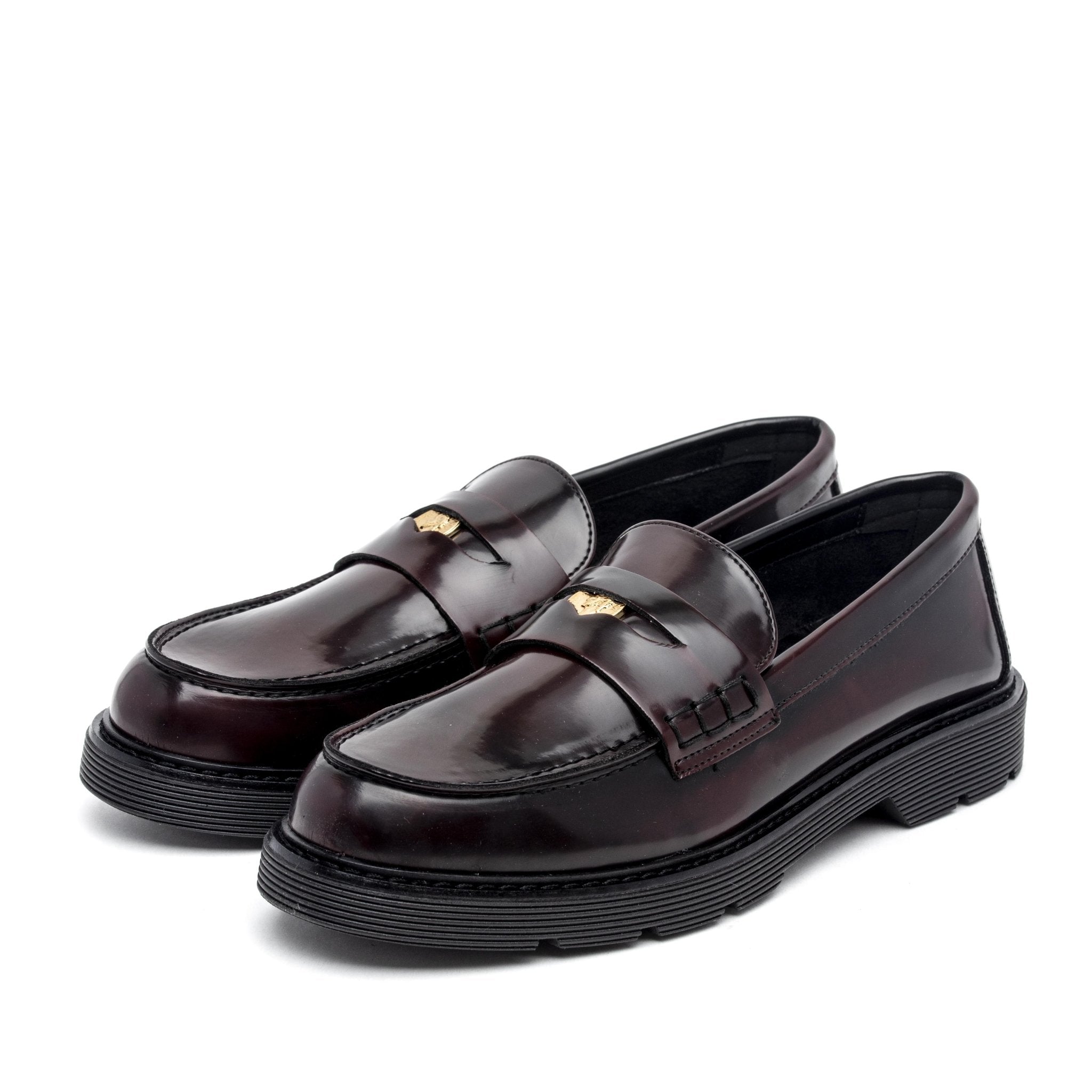 Mocassino in abrasivato bordeaux con moneta. - TreemmeCreazioni