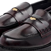 Mocassino in abrasivato bordeaux con moneta. - TreemmeCreazioni