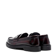 Mocassino in abrasivato bordeaux con moneta. - TreemmeCreazioni