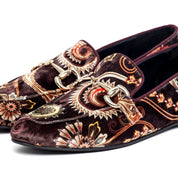 Mocassino in camoscio cioccolato damascato - TreemmeCreazioni