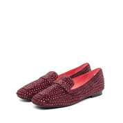 Mocassino in camoscio rasato bordeaux con strass - TreemmeCreazioni