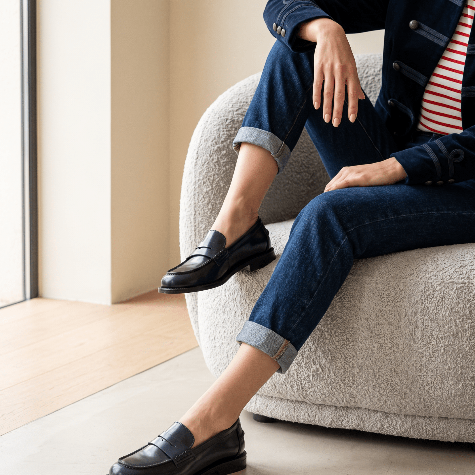 Mocassino in spazzolato blu. - TreemmeCreazioni
