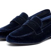 Mocassino in velluto blu - TreemmeCreazioni