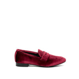 Mocassino in velluto rosso bordeaux