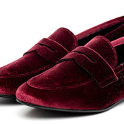 Mocassino in velluto rosso bordeaux - TreemmeCreazioni