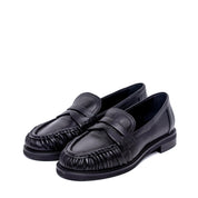 Mocassino in vitello nero con lavorazione a pinza. - TreemmeCreazioni