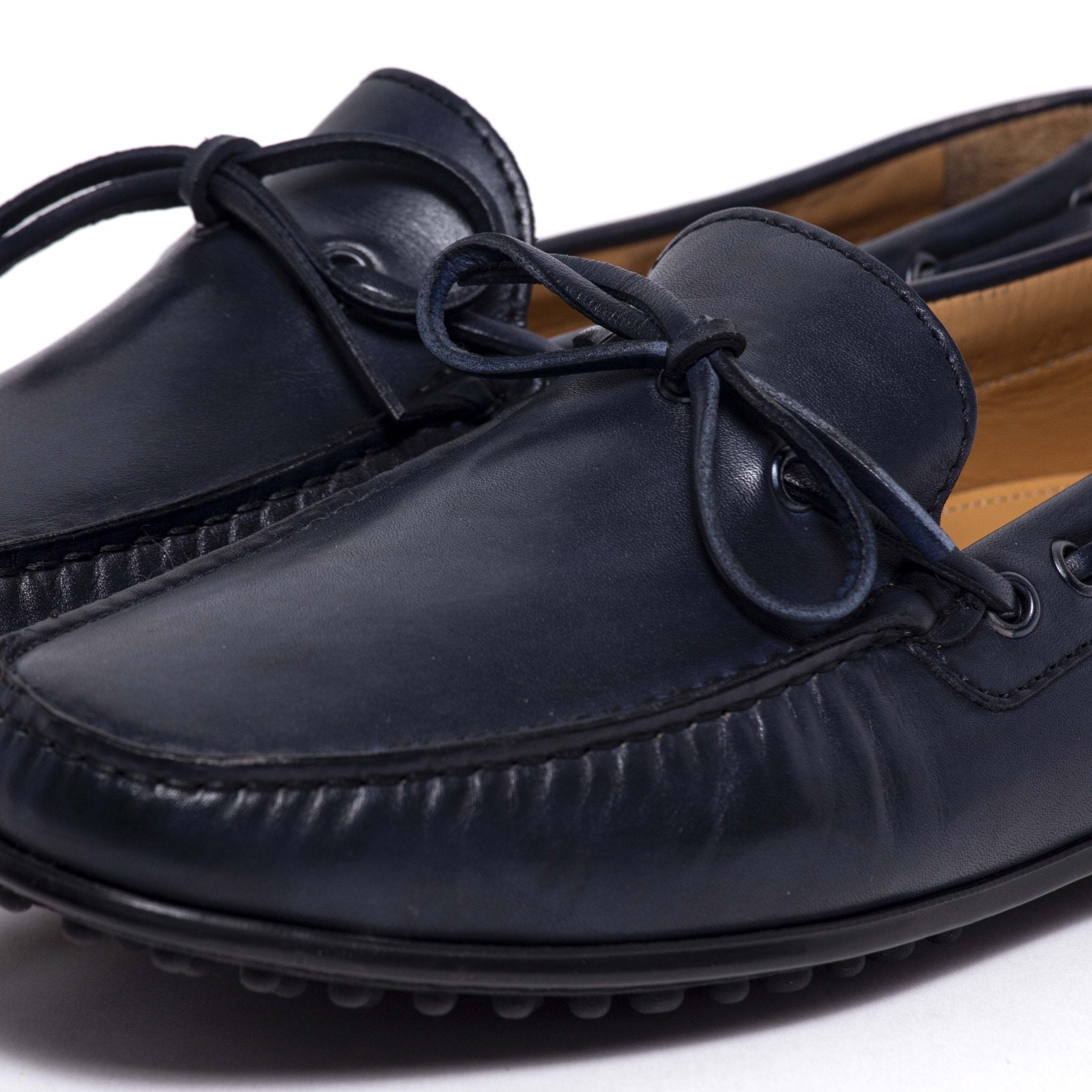 Mocassino uomo in pelle invecchjiata blu. - TreemmeCreazioni