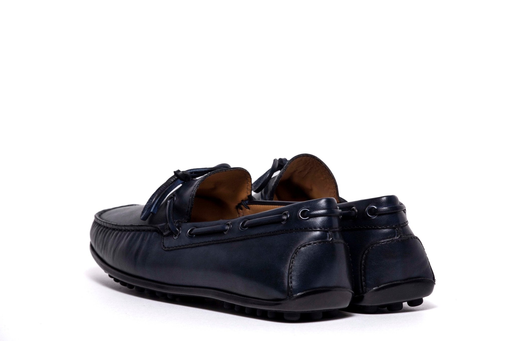 Mocassino uomo in pelle invecchjiata blu. - TreemmeCreazioni