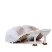 Mule Sposa in eco piuma con tacco. - TreemmeCreazioni