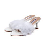Mule Sposa in eco piuma con tacco. - TreemmeCreazioni