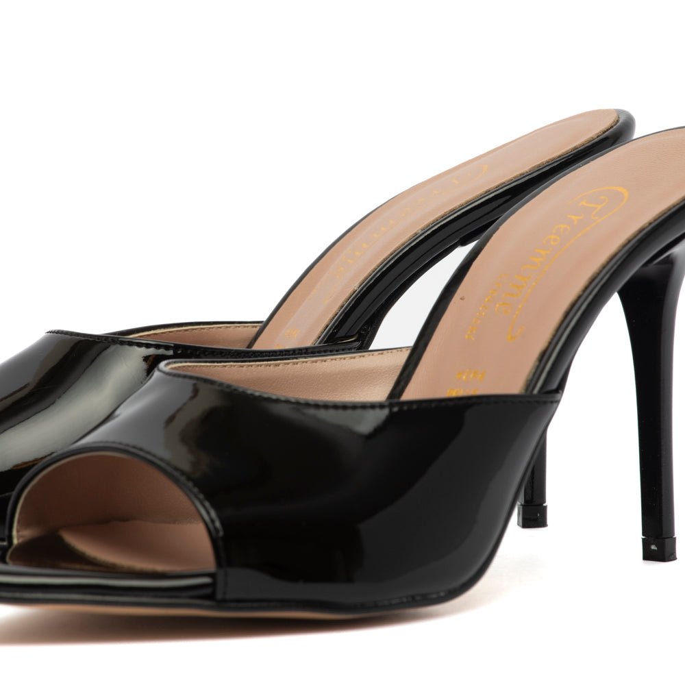 Mules in vernice nera con tacco a stiletto - TreemmeCreazioni