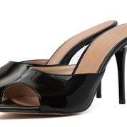 Mules in vernice nera con tacco a stiletto - TreemmeCreazioni