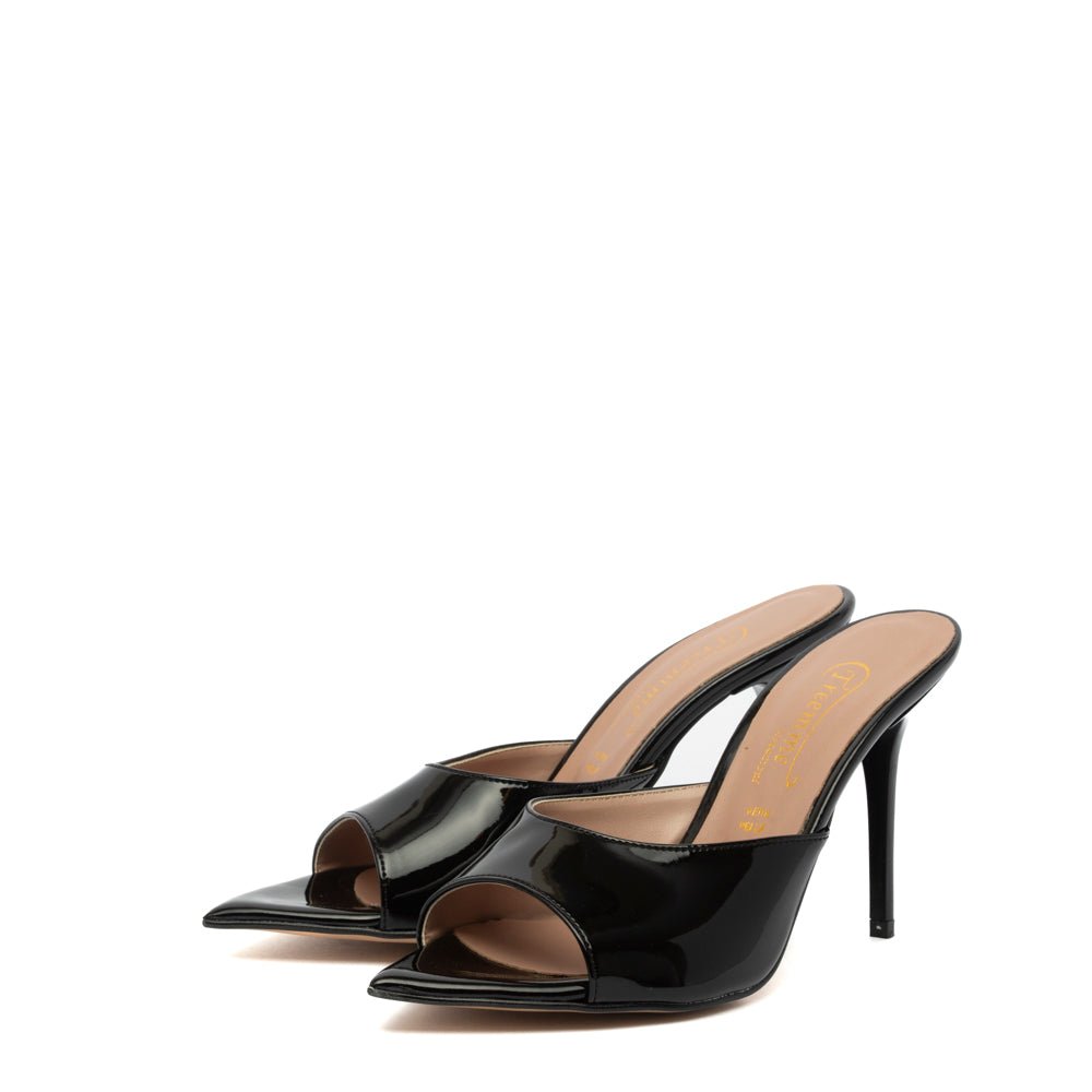 Mules in vernice nera con tacco a stiletto - TreemmeCreazioni