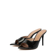 Mules in vernice nera con tacco a stiletto - TreemmeCreazioni