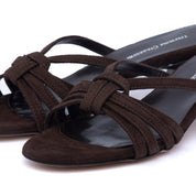 Mules intrecciata in camoscio cioccolato - TreemmeCreazioni