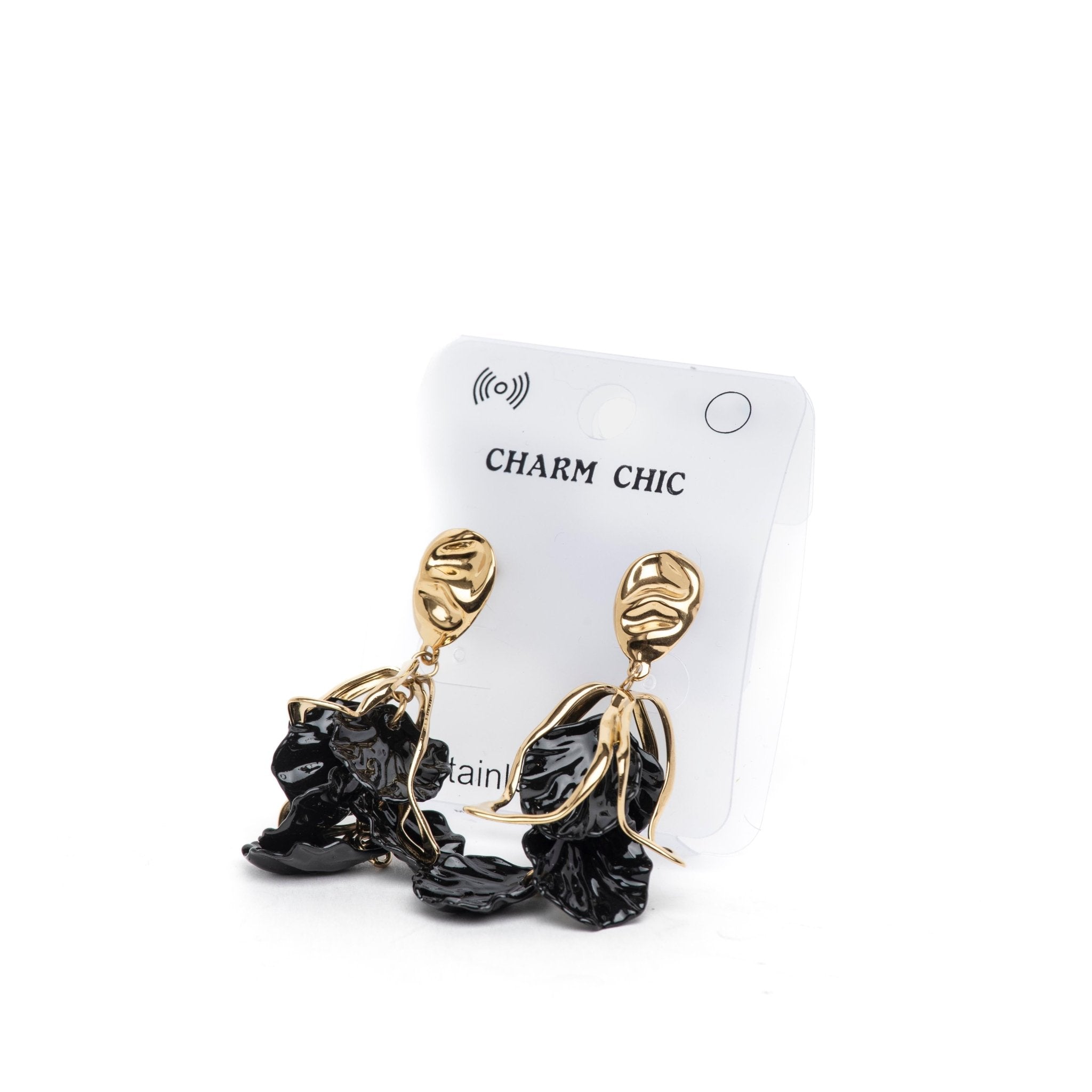 Orecchini pendenti effetto foglia nero. - TreemmeCreazioni