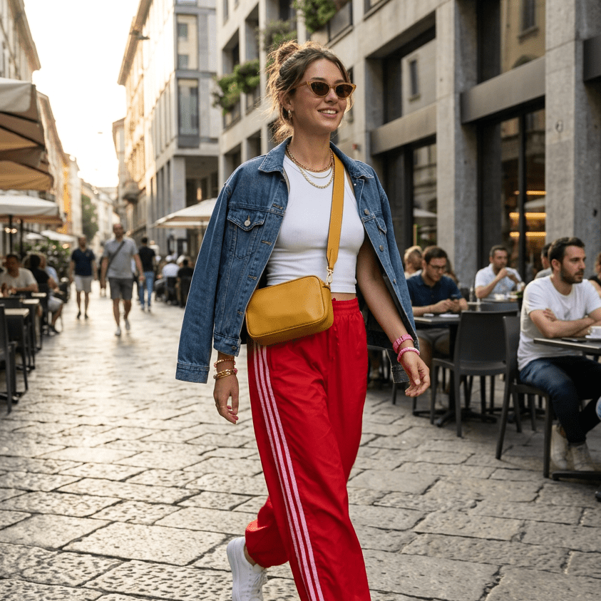 Pantalone in cotone con bande - TreemmeCreazioni