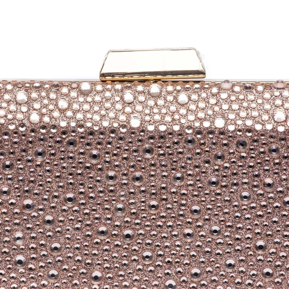 Pochette a mano in tessuto brillantinato rosa con applicazioni - TreemmeCreazioni