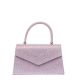 Pochette a mano in tessuto brillantinato rosa