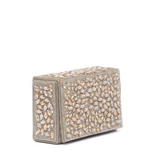 Pochette a mano rigida dorata con applicazioni - TreemmeCreazioni