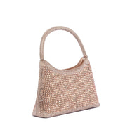 Pochette a mezzaluna rosa cipria con maxi cristalli - TreemmeCreazioni