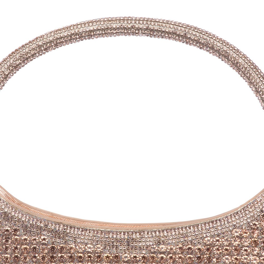 Pochette a mezzaluna rosa cipria con maxi cristalli - TreemmeCreazioni