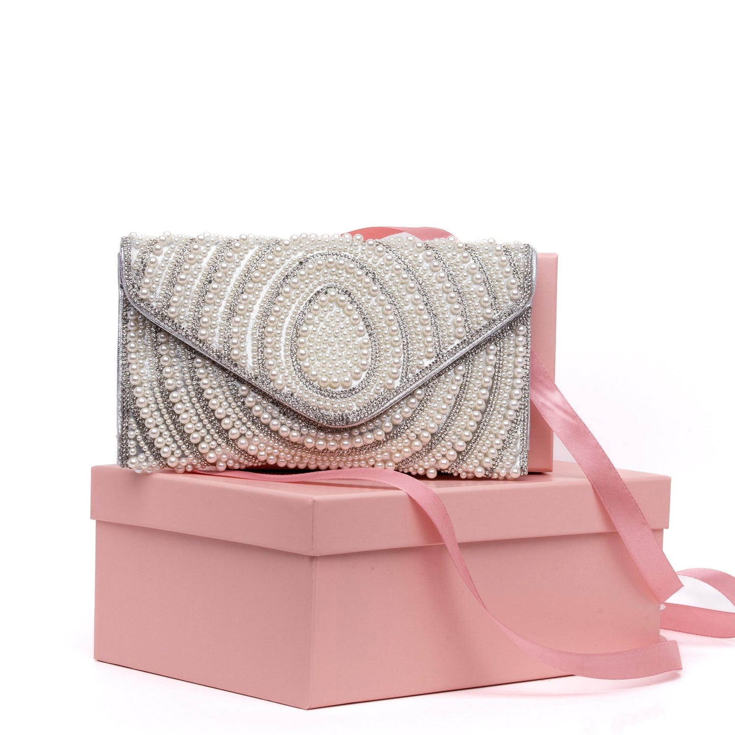 Pochette argento con perle. - TreemmeCreazioni