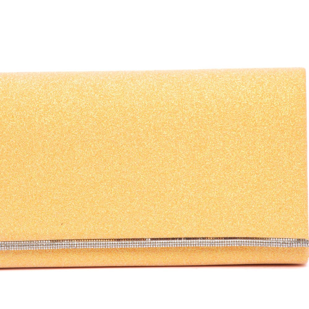 Pochette brillantinata arancione con profilo in strass - TreemmeCreazioni