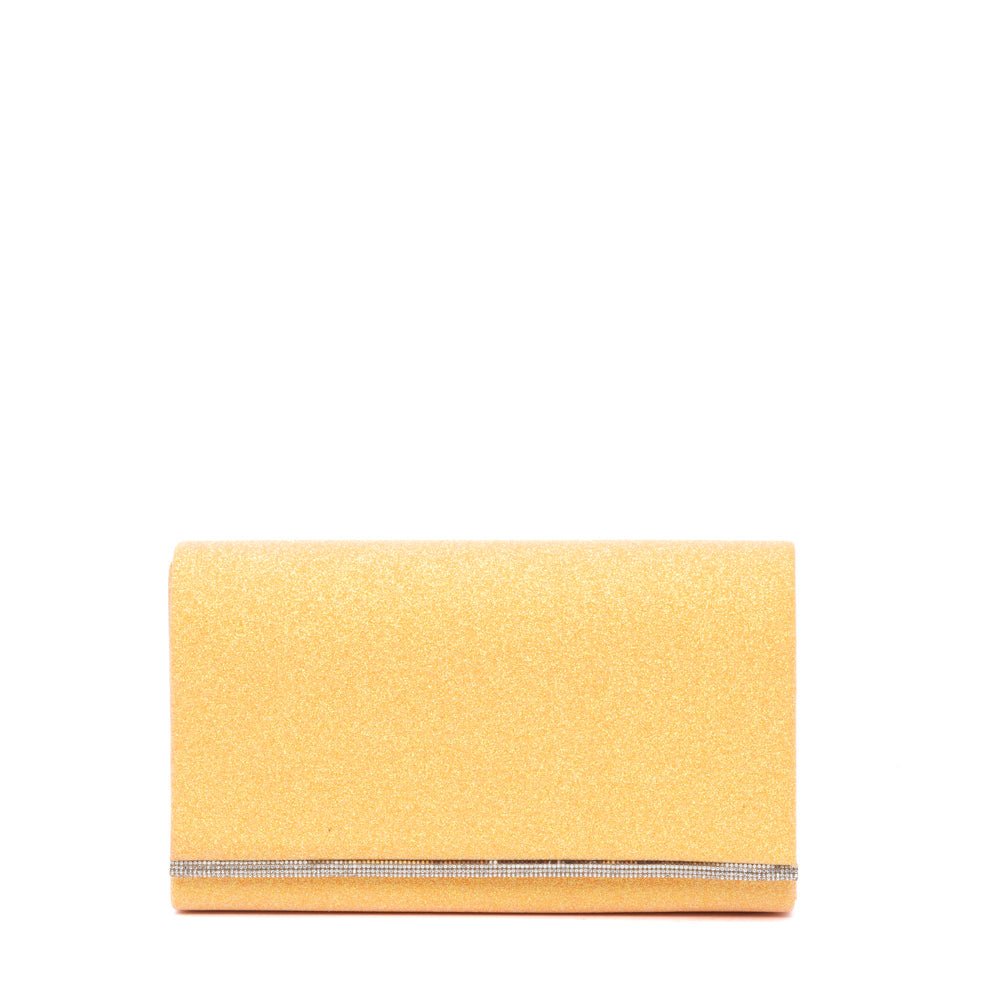 Pochette brillantinata arancione con profilo in strass - TreemmeCreazioni