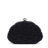 Pochette clutch con microperline nere