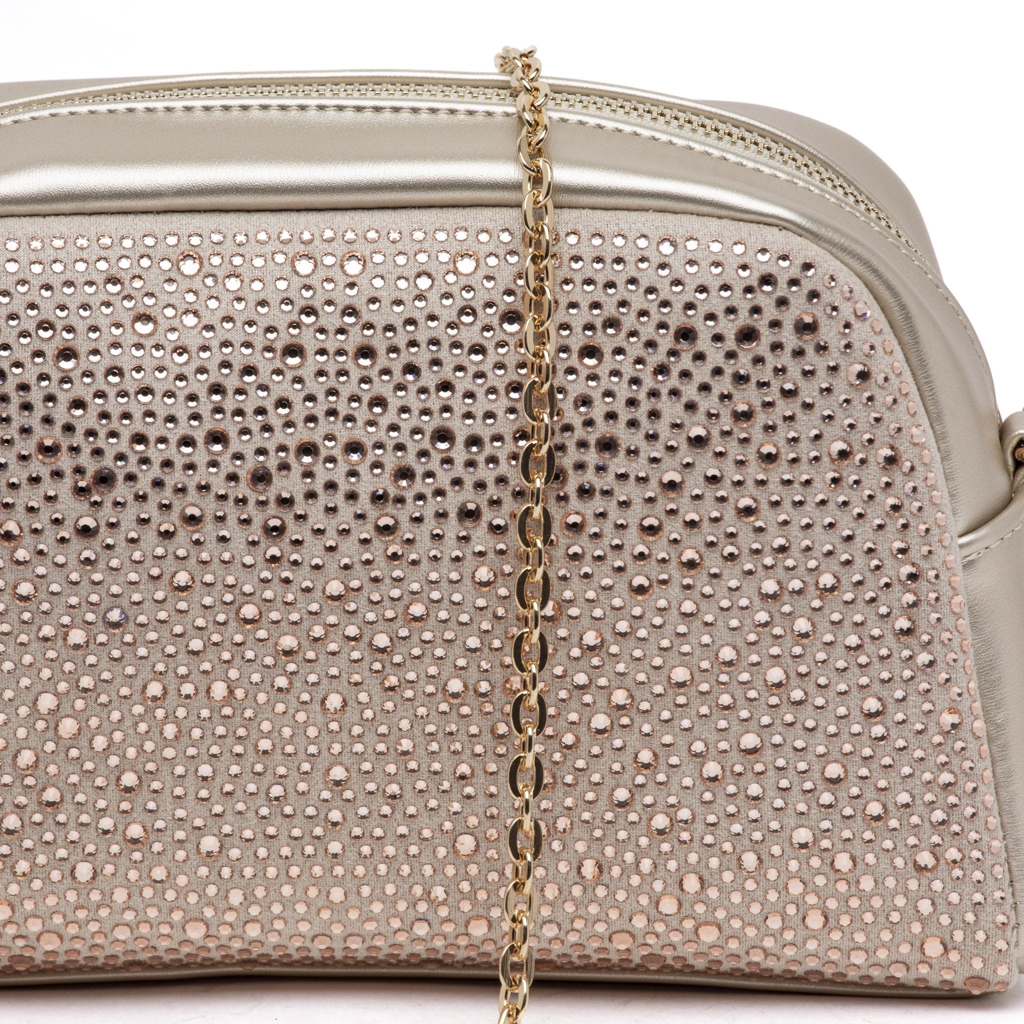 Pochette elegante cipria con cristalli. - TreemmeCreazioni