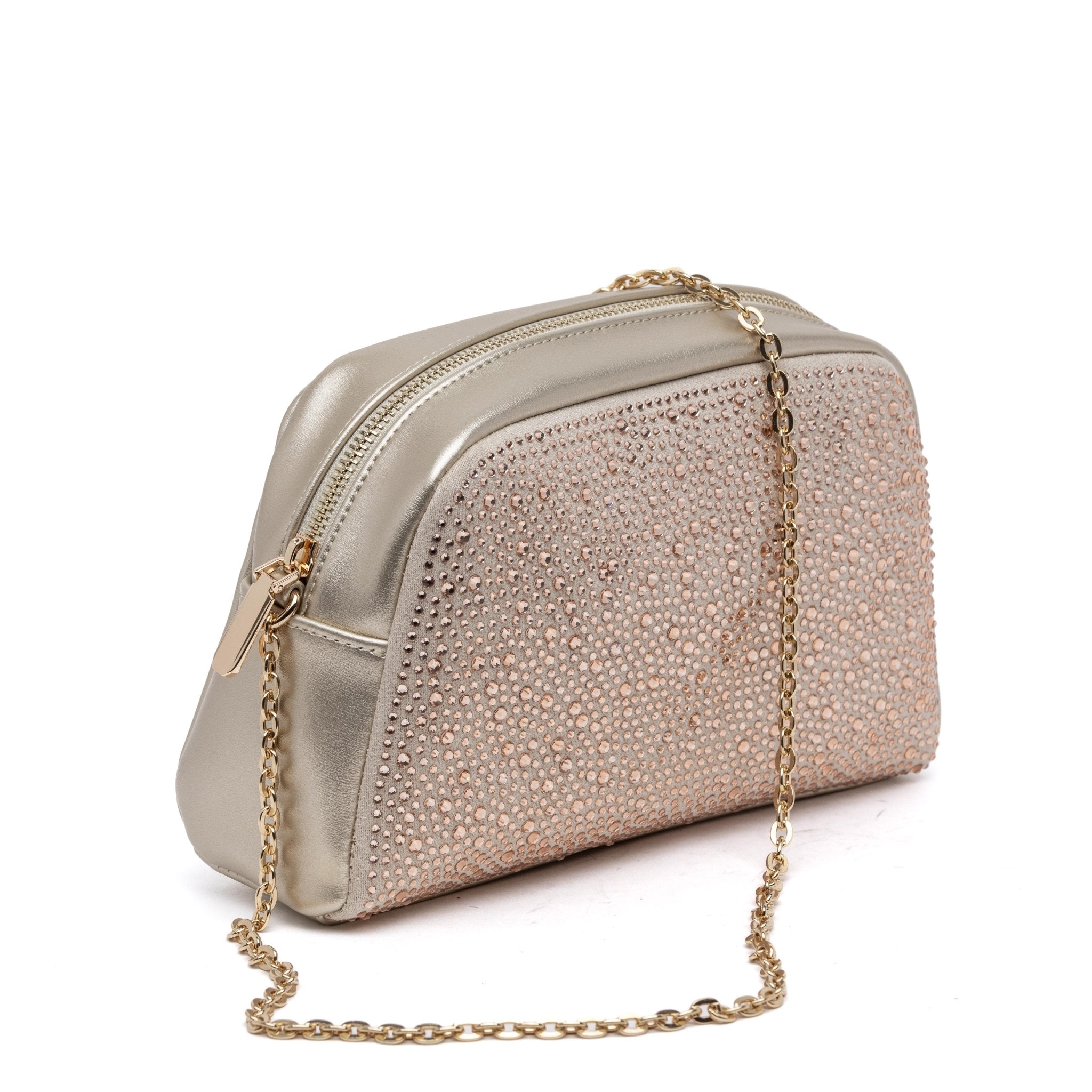 Pochette elegante cipria con cristalli. - TreemmeCreazioni