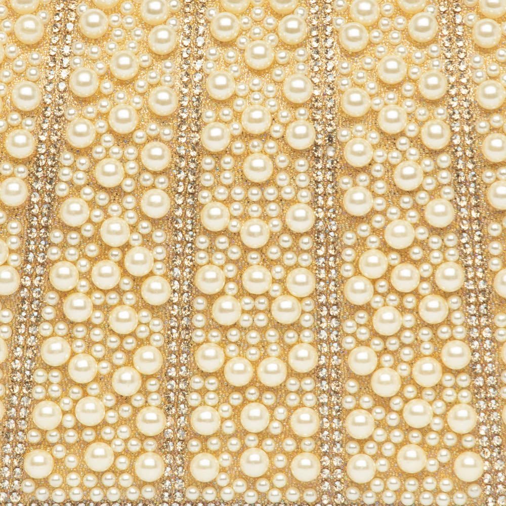 Pochette elegante color champagne con perle e strass - TreemmeCreazioni