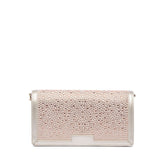 Pochette elegante con cristalli rosa cipria