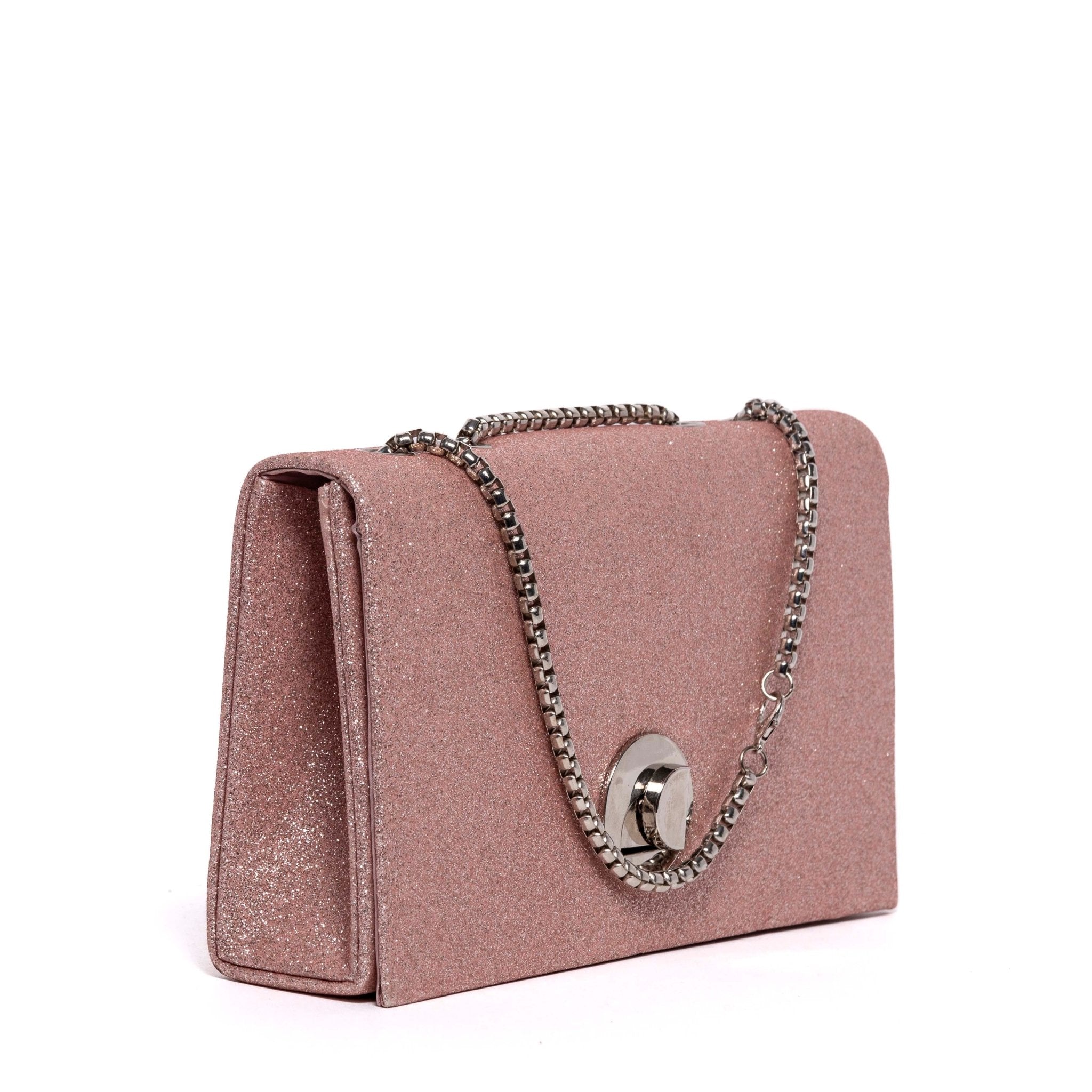 Pochette elegante in glitter cipria. - TreemmeCreazioni