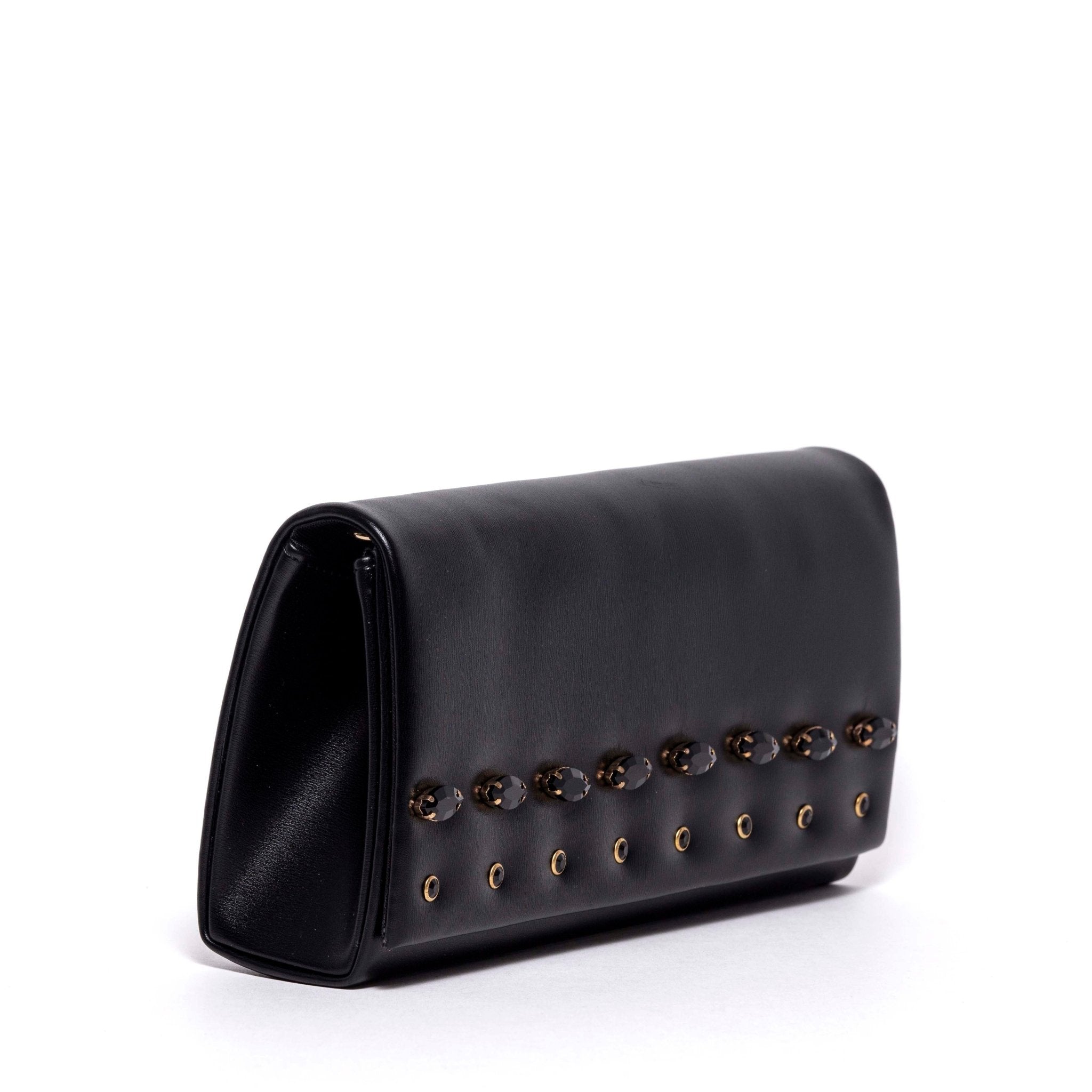 Pochette elegante in liz nero con pietre. - TreemmeCreazioni