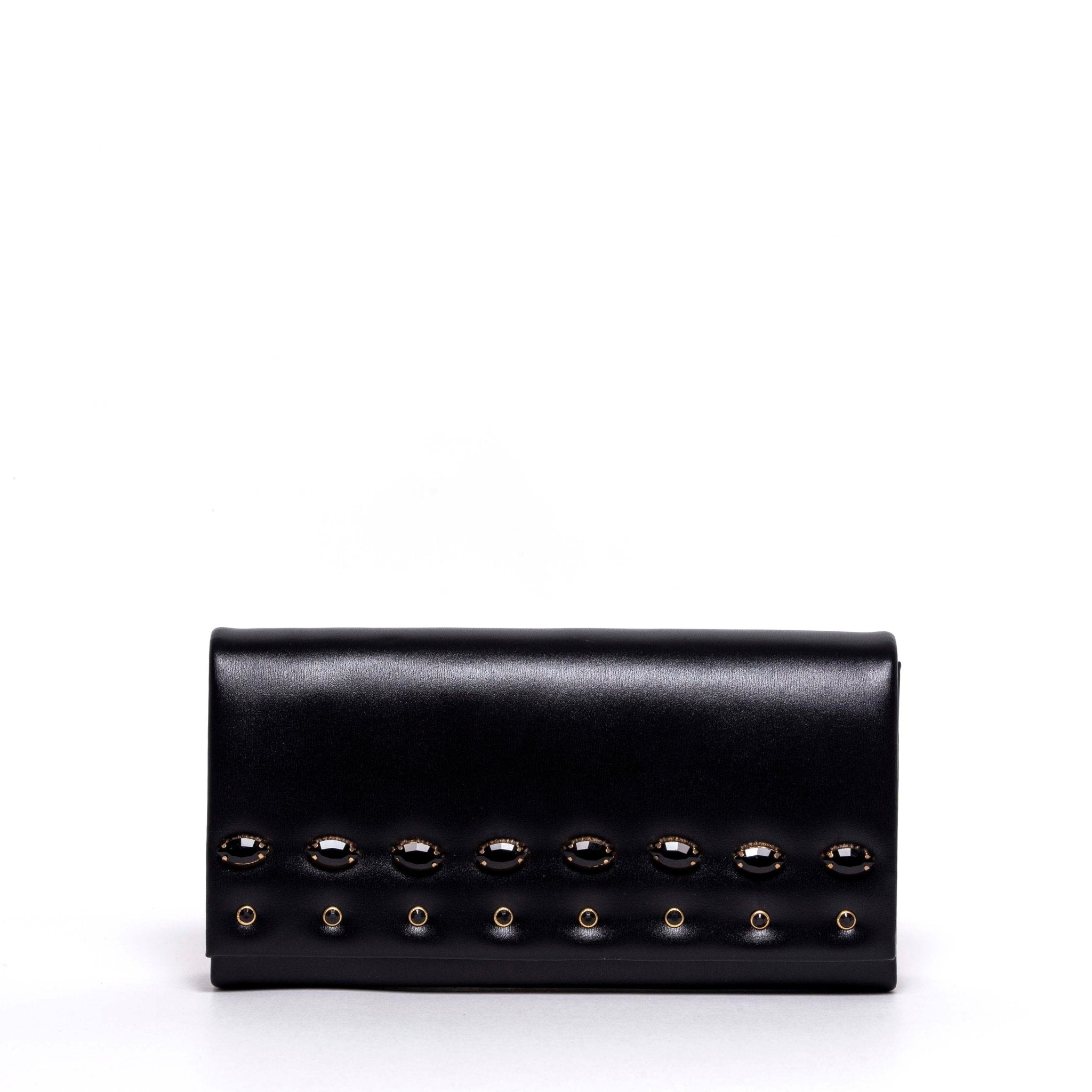 Pochette elegante in liz nero con pietre. - TreemmeCreazioni