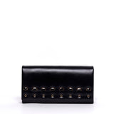 Pochette elegante in liz nero con pietre.