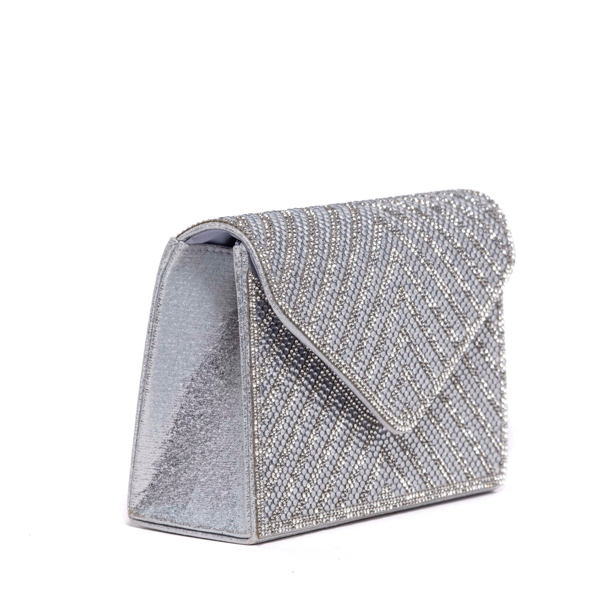 Pochette elegante in micro strass argento. - TreemmeCreazioni