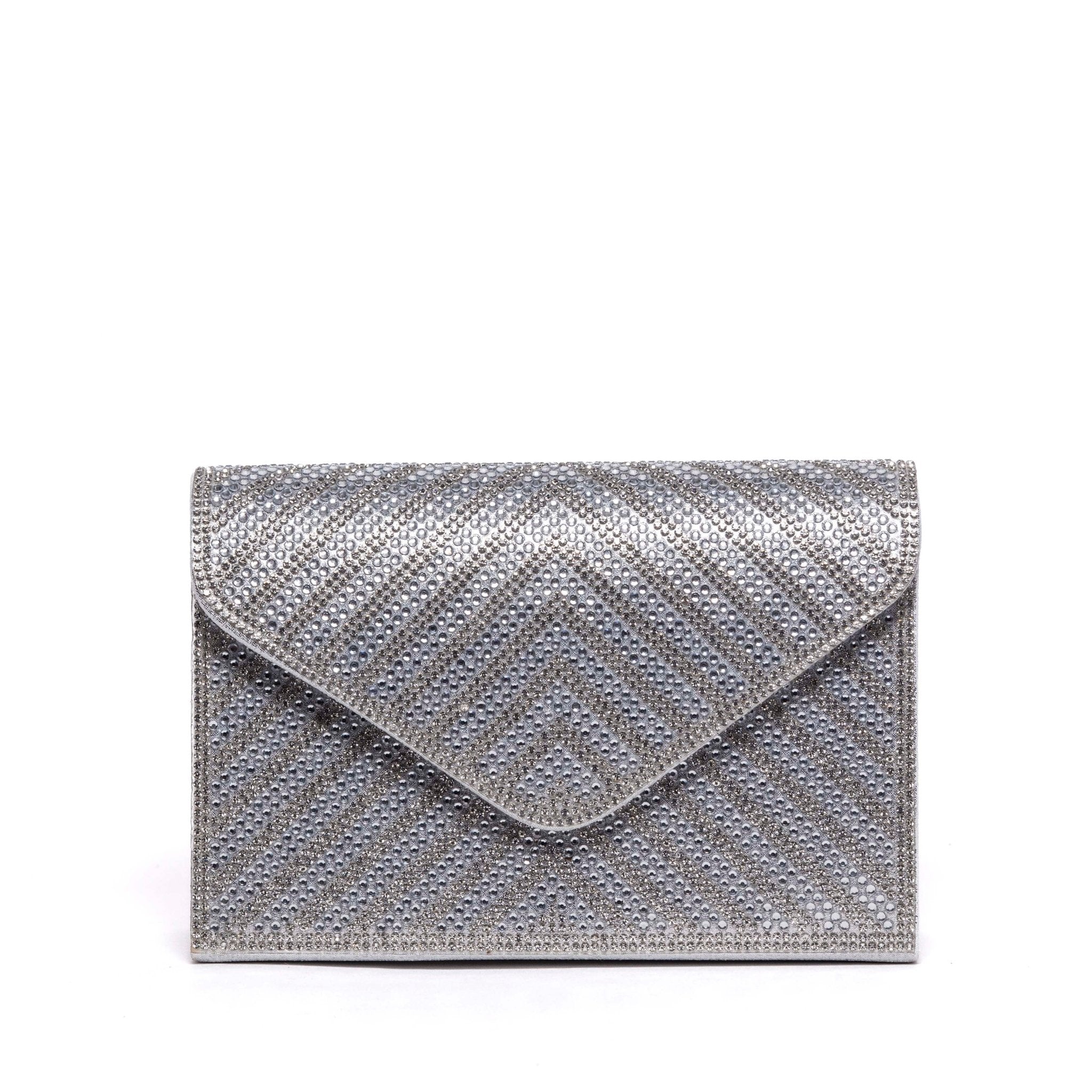 Pochette elegante in micro strass argento. - TreemmeCreazioni