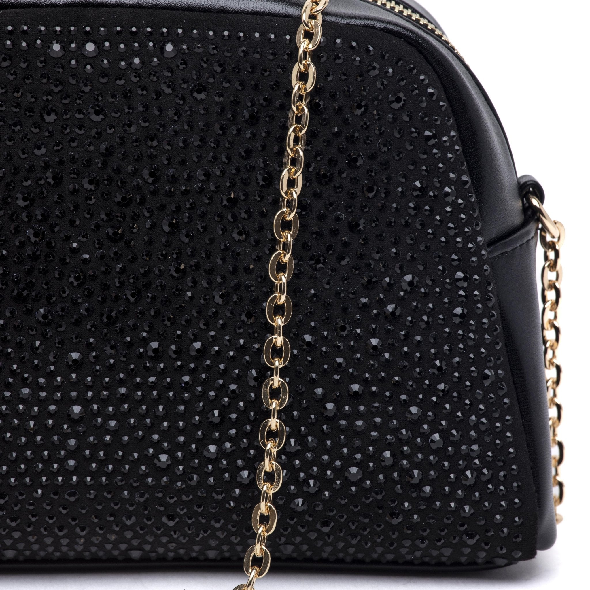 Pochette elegante nera con cristalli. - TreemmeCreazioni