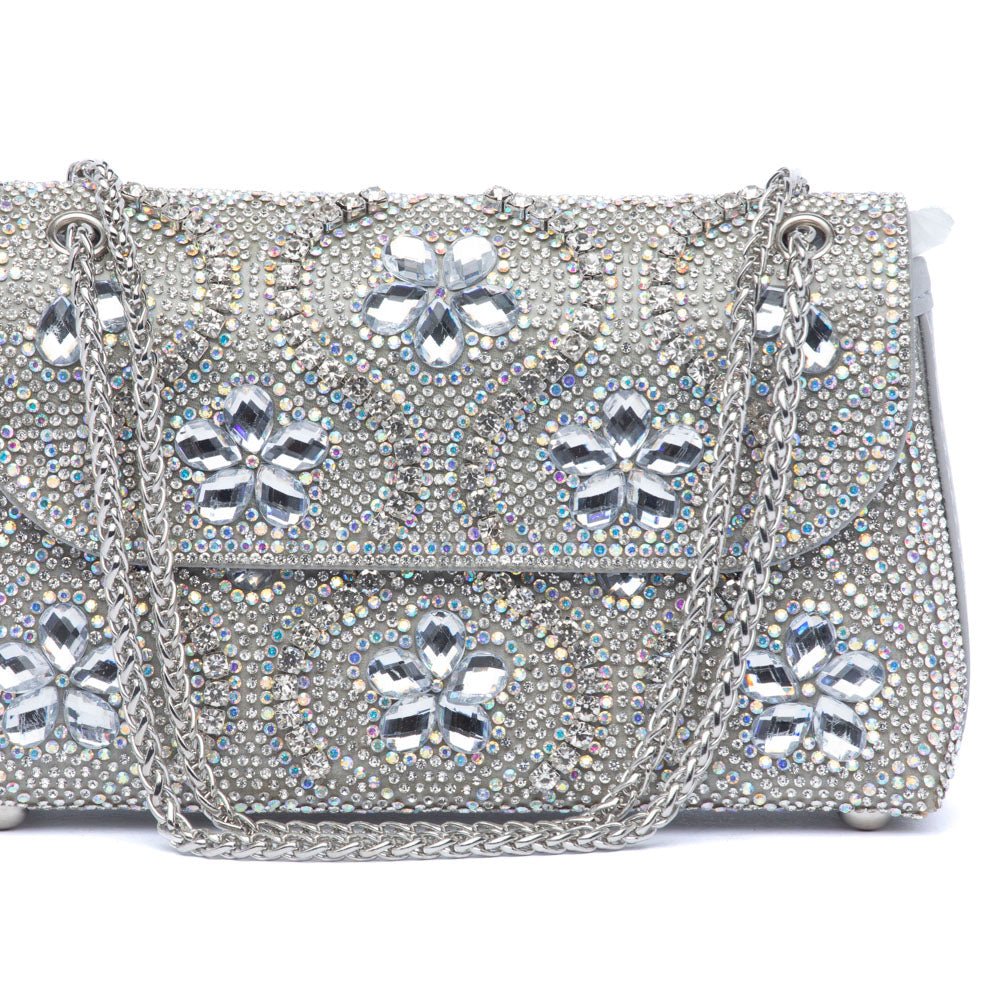 Pochette gioiello argento con applicazioni floreali - TreemmeCreazioni
