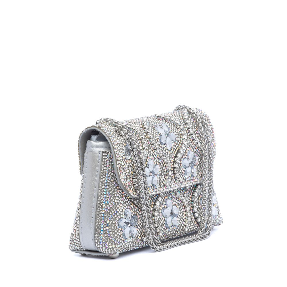 Pochette gioiello argento con applicazioni floreali - TreemmeCreazioni
