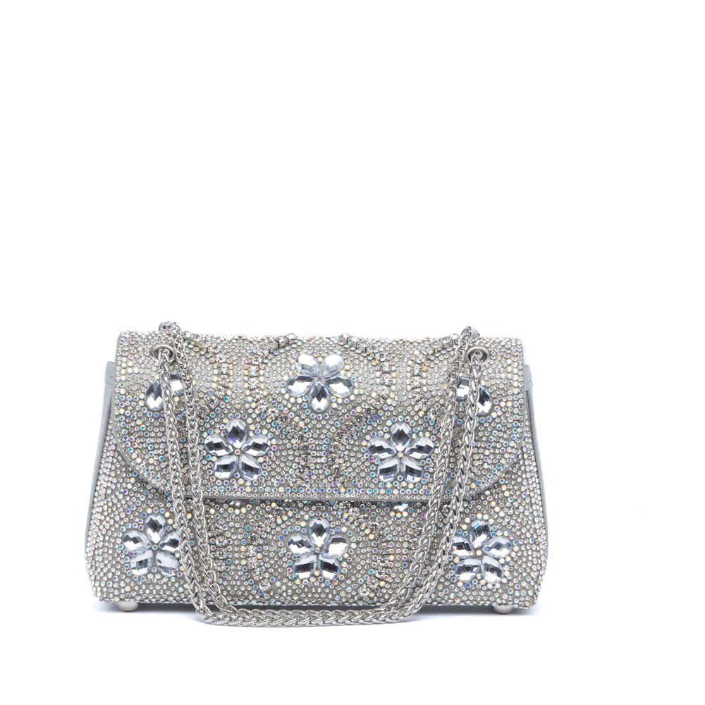 Pochette gioiello argento con applicazioni floreali - TreemmeCreazioni