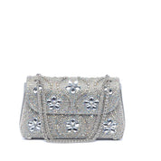 Pochette gioiello argento con applicazioni floreali - TreemmeCreazioni