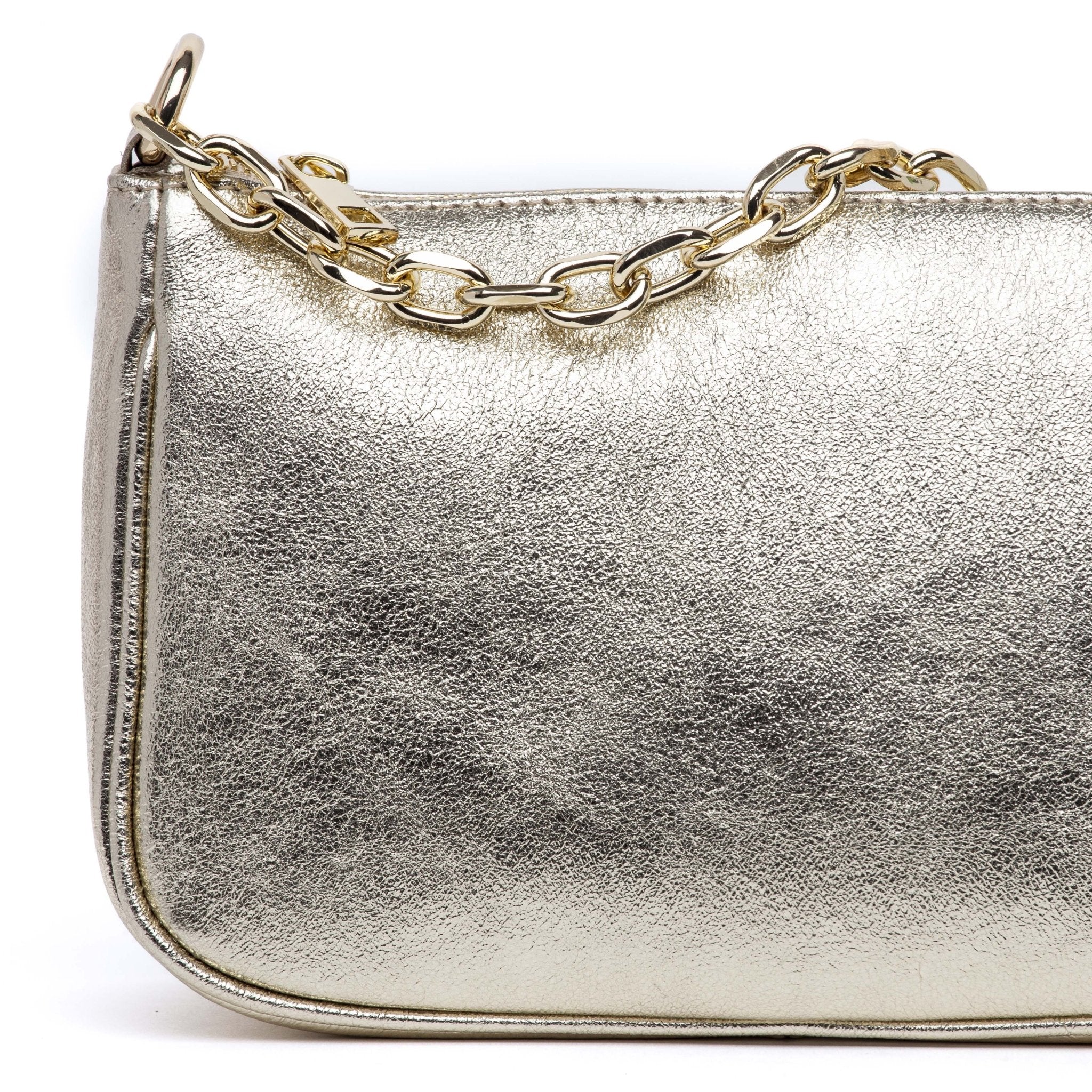 Pochette in laminato platino con catenella. - TreemmeCreazioni