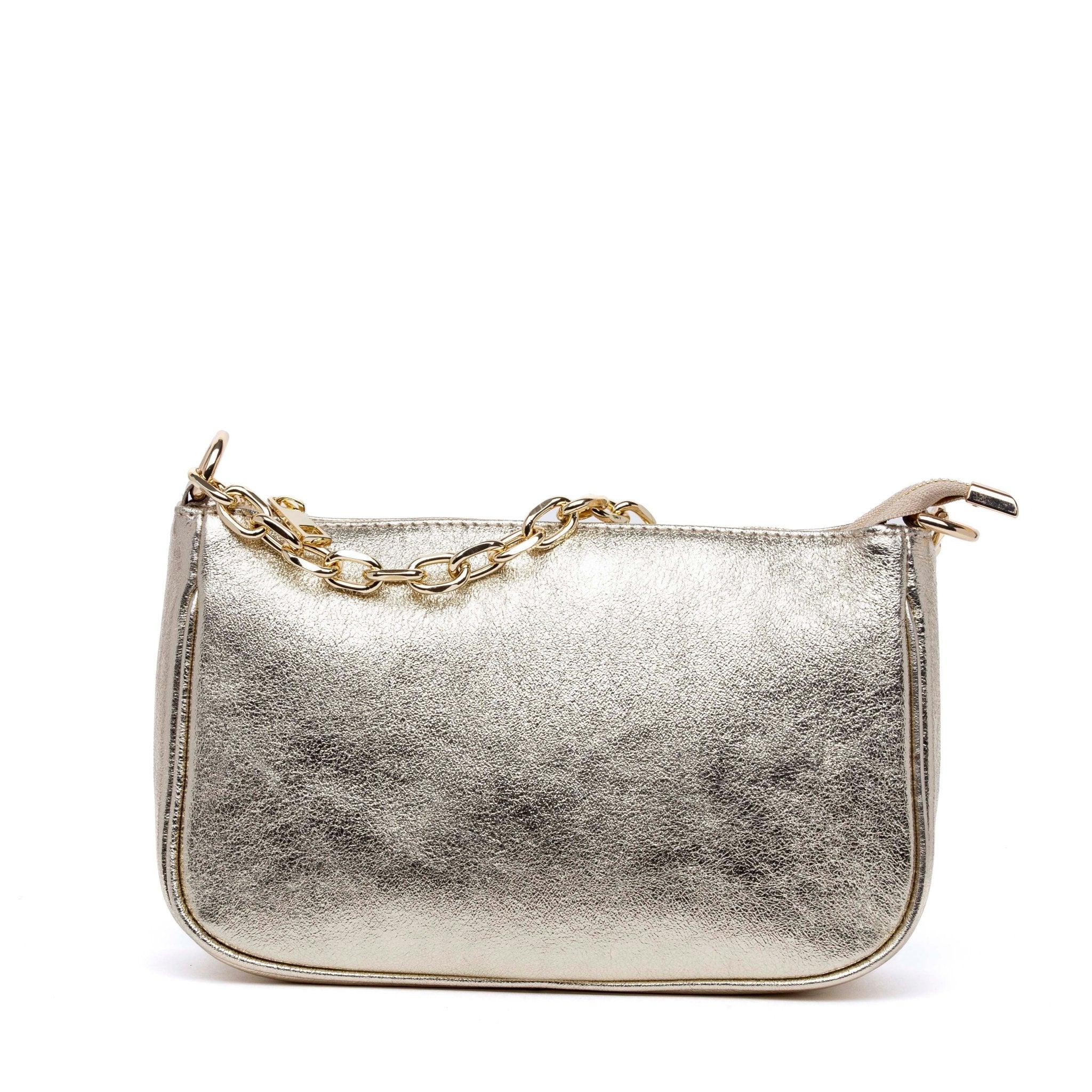 Pochette in laminato platino con catenella. - TreemmeCreazioni
