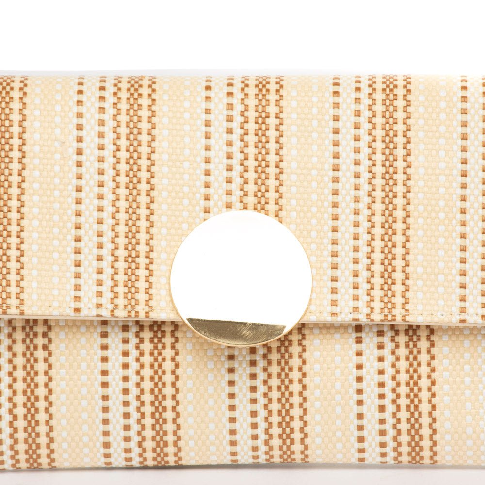 Pochette in rafia cerata beige a righe - TreemmeCreazioni